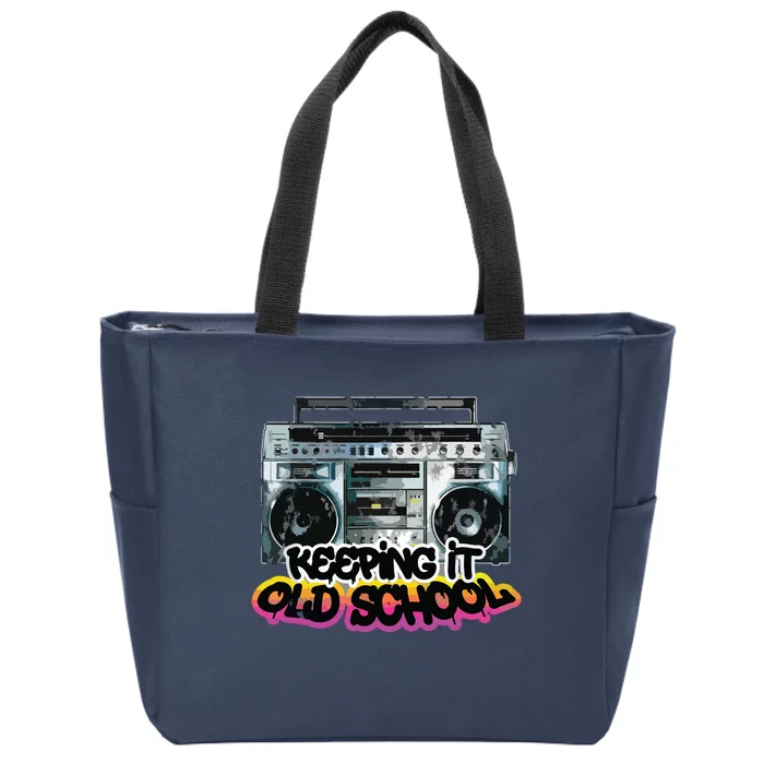 Keeping It Old School Vintage Boombox 80s Zip Tote Bag