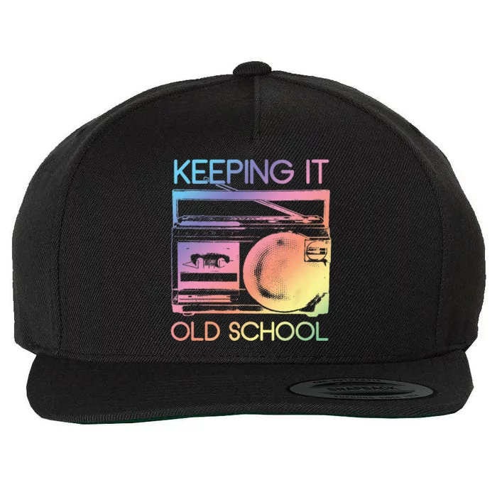 Keeping It Old School Retro 80s 90s Boombox Music Wool Snapback Cap