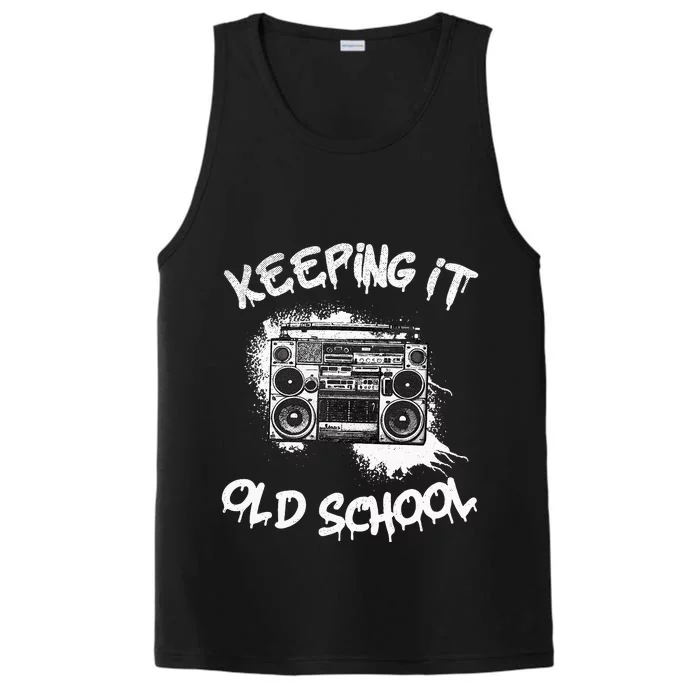 Keeping It Old School Vintage Boombox 80s Hip Hop Graffiti Performance Tank