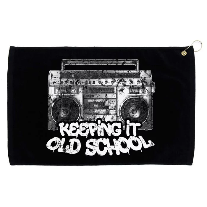 Keeping It Old School Vintage Boombox Graffiti Grommeted Golf Towel