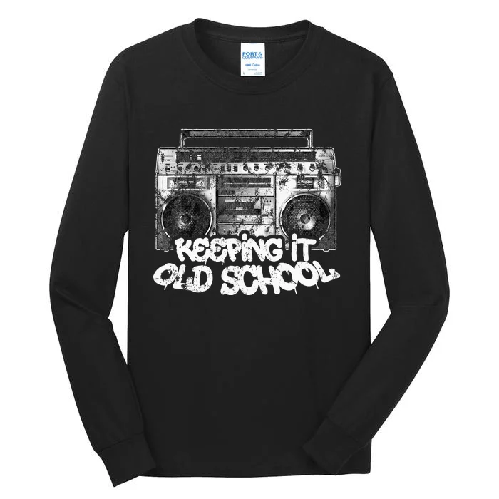 Keeping It Old School  Vintage Boombox Graffiti Tall Long Sleeve T-Shirt