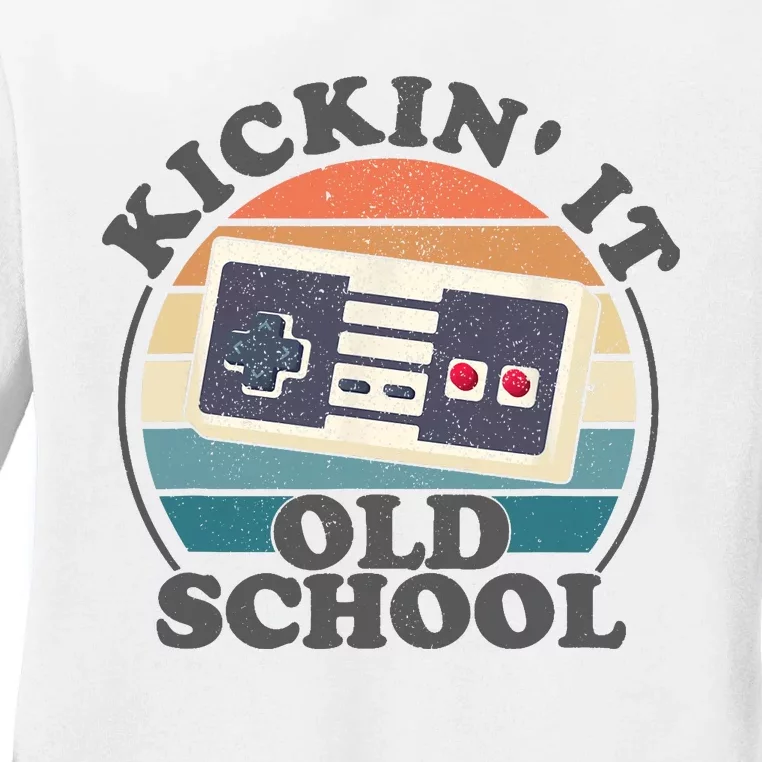 Kickin It Old School Retro 80s Video Game Gaming Gamer Gift Ladies Long Sleeve Shirt