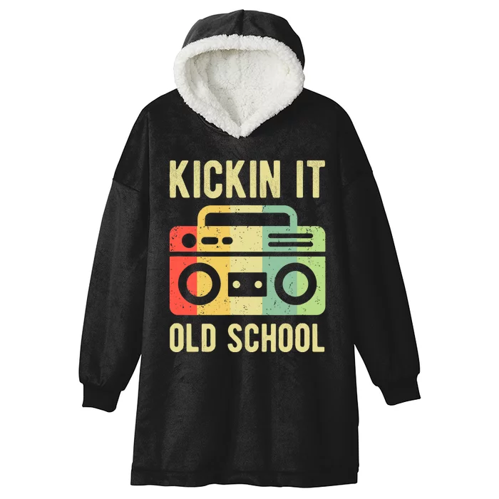 Kickin It Old School 80s 90s Retro Music Hooded Wearable Blanket