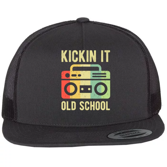 Kickin It Old School 80s 90s Retro Music Flat Bill Trucker Hat