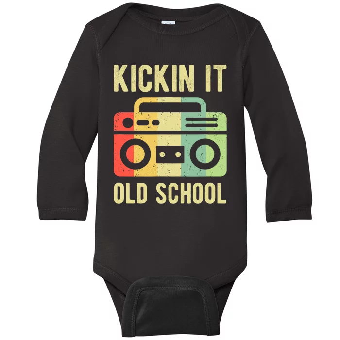 Kickin It Old School 80s 90s Retro Music Baby Long Sleeve Bodysuit