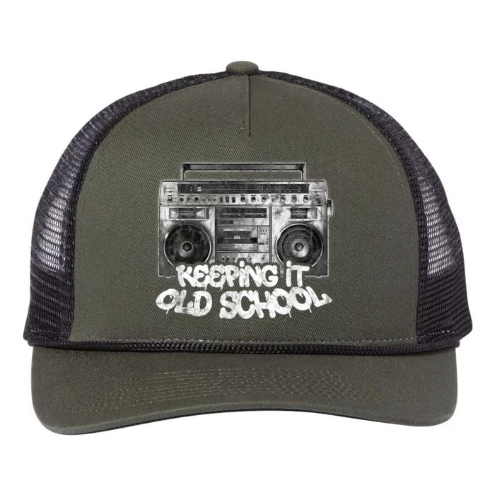 Keeping It Old School Cute Gift Vintage Boombox Graffiti Gift Retro Rope Trucker Hat Cap