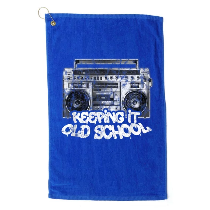 Keeping It Old School Cute Gift Vintage Boombox Graffiti Gift Platinum Collection Golf Towel