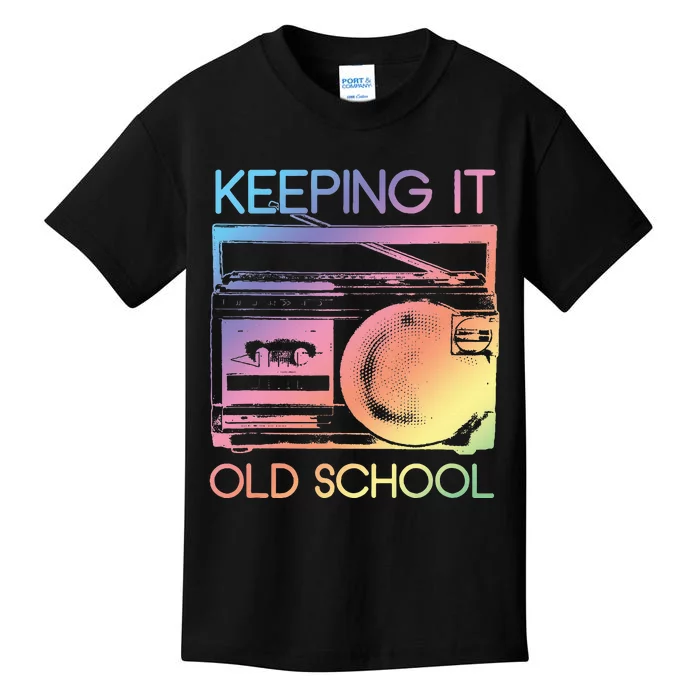 Keeping It Old School Retro 80s 90s Boombox Music Kids T-Shirt