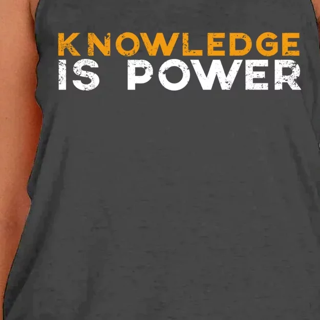 Knowledge Is Power Cool Quote Reason Science Skepticism Gift Women's Knotted Racerback Tank