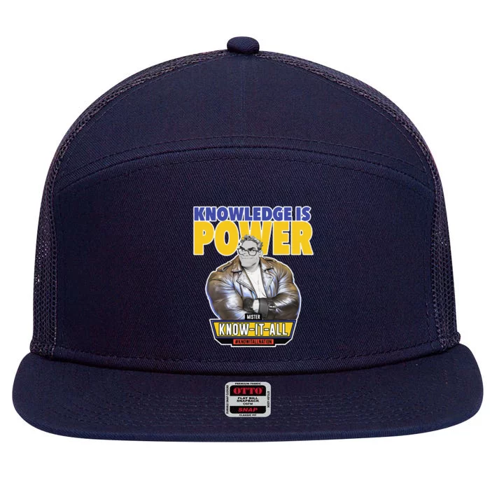 Knowledge Is Power 7 Panel Mesh Trucker Snapback Hat