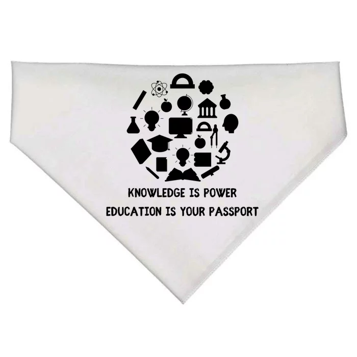 Knowledge Is Power Education Is Your Passsport Cool Gift USA-Made Doggie Bandana