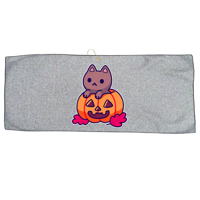 Kitten In pumpkin Cute Halloween Large Microfiber Waffle Golf Towel