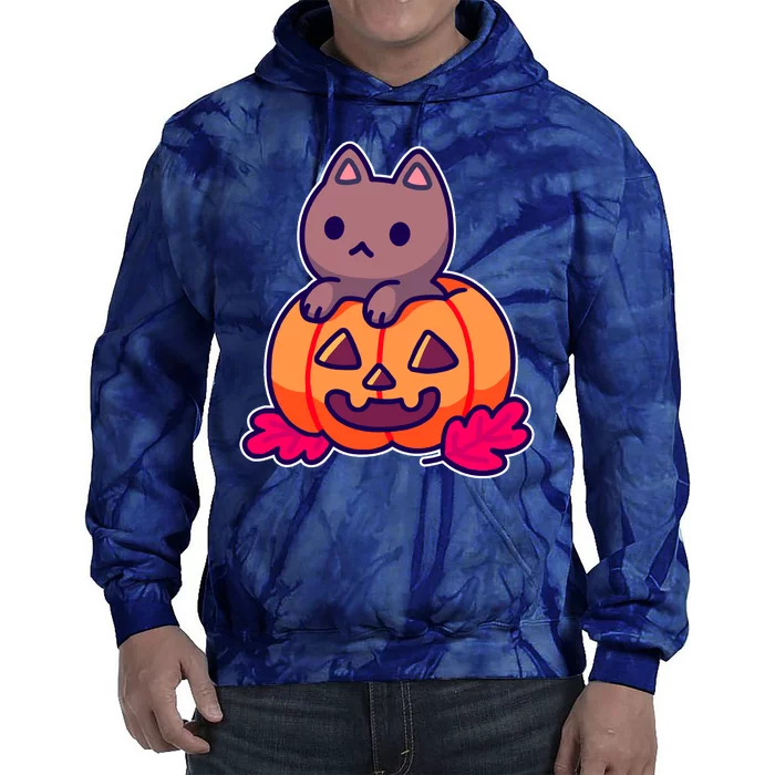 Kitten In pumpkin Cute Halloween Tie Dye Hoodie