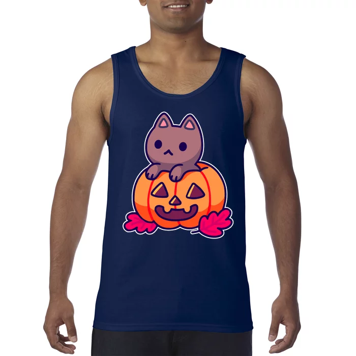 Kitten In pumpkin Cute Halloween Tank Top