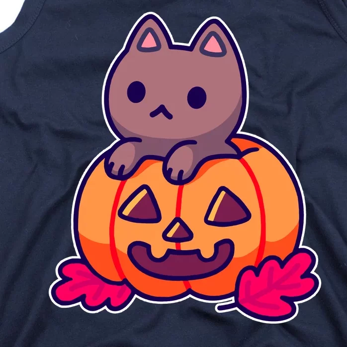 Kitten In pumpkin Cute Halloween Tank Top