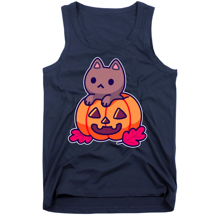 Kitten In pumpkin Cute Halloween Tank Top