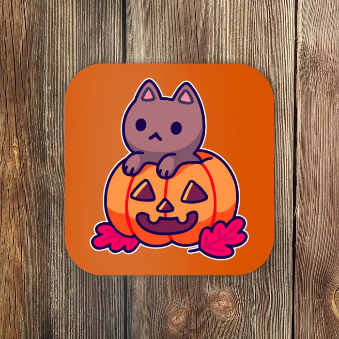 Kitten In pumpkin Cute Halloween Coaster