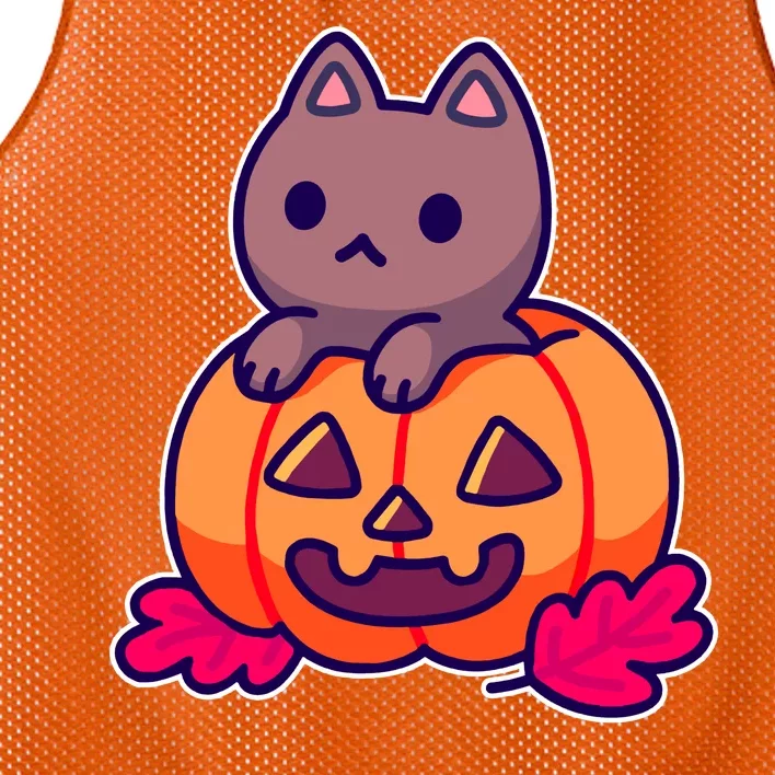 Kitten In pumpkin Cute Halloween Mesh Reversible Basketball Jersey Tank