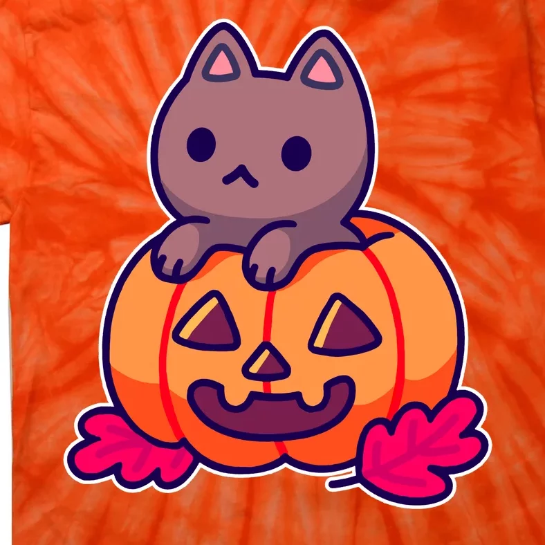 Kitten In pumpkin Cute Halloween Tie-Dye T-Shirt