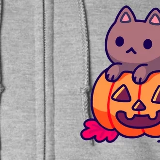 Kitten In pumpkin Cute Halloween Full Zip Hoodie