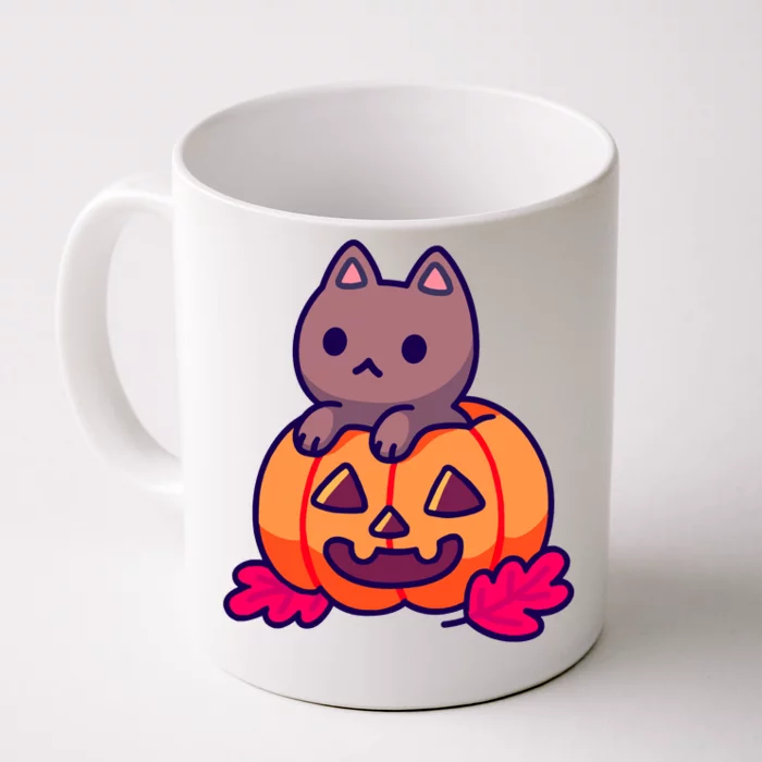 Kitten In pumpkin Cute Halloween Front & Back Coffee Mug