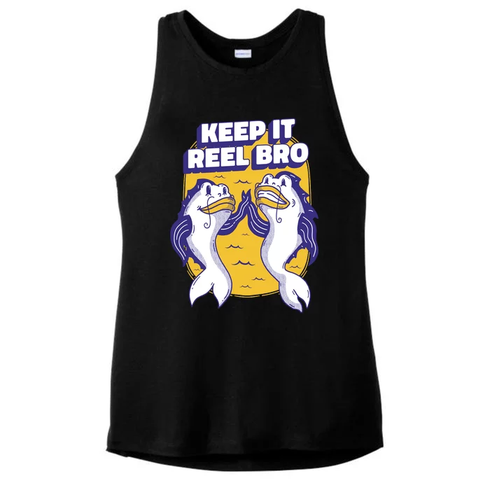 Keep It Reel Bro Funny Fishing Ladies Tri-Blend Wicking Tank