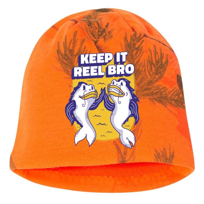 Keep It Reel Bro Funny Fishing Kati - Camo Knit Beanie