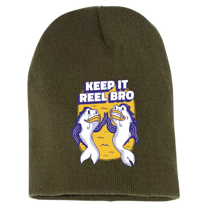 Keep It Reel Bro Funny Fishing Short Acrylic Beanie