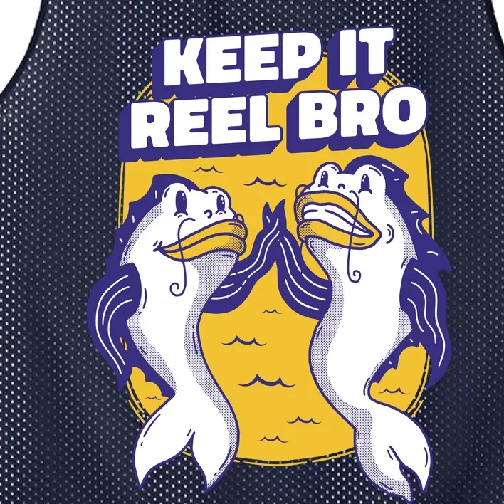 Keep It Reel Bro Funny Fishing Mesh Reversible Basketball Jersey Tank