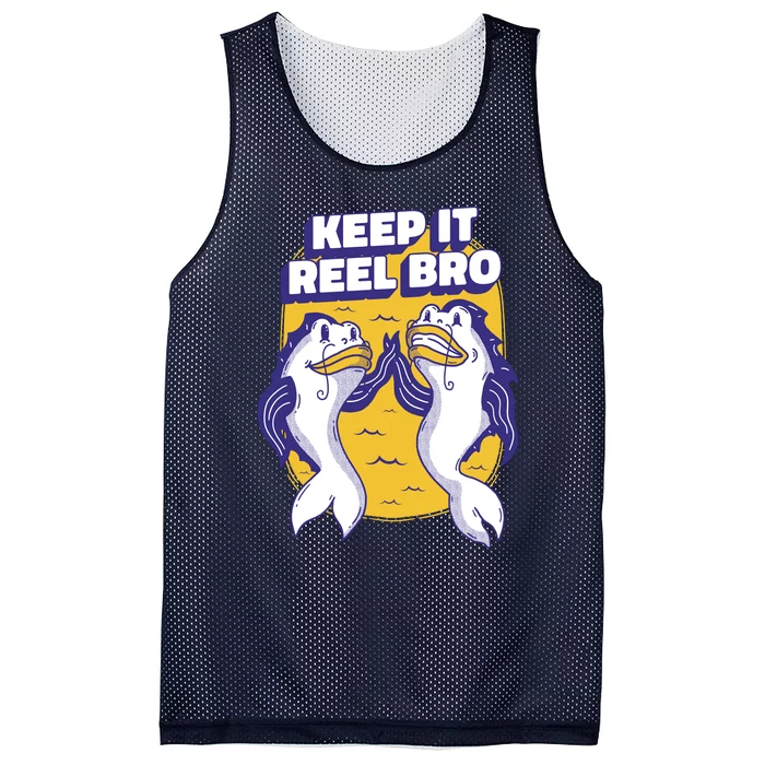 Keep It Reel Bro Funny Fishing Mesh Reversible Basketball Jersey Tank