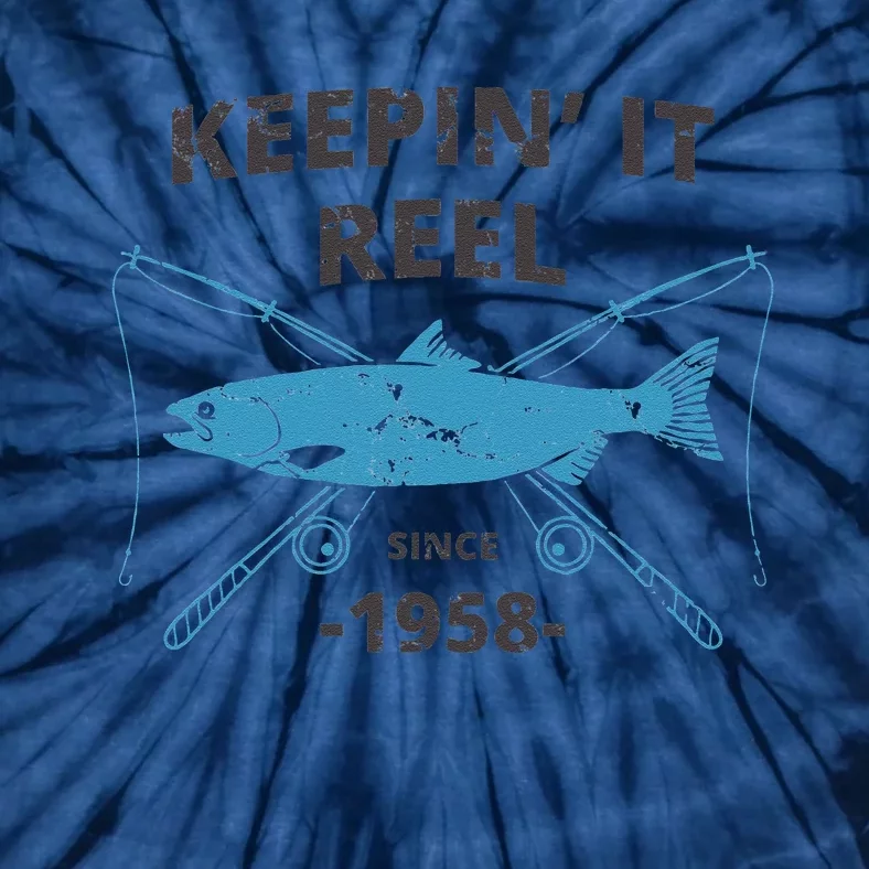 Keepin It Reel Since 1958 61st Birthday Fishing Gift Tie-Dye T-Shirt