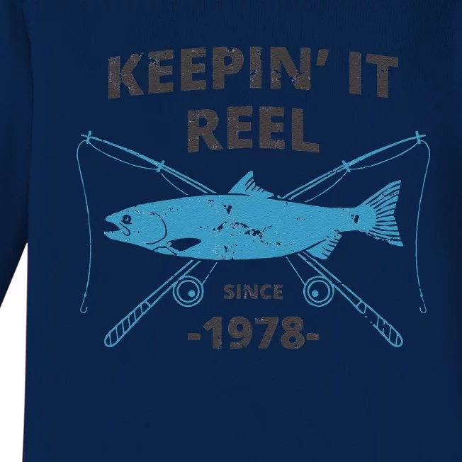 Keepin It Reel Since 1978 41st Birthday Fishing Gift Cute Baby Long Sleeve Bodysuit