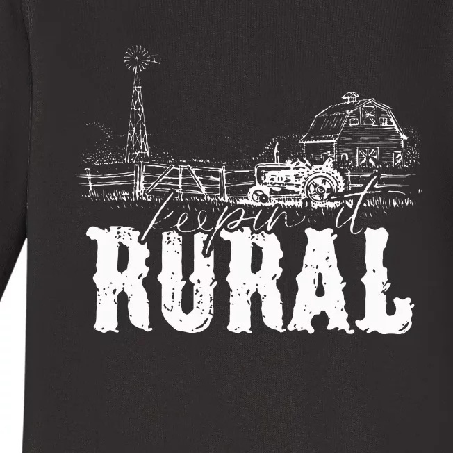 Keepin It Rural Country Country Farm Tractor Baby Long Sleeve Bodysuit