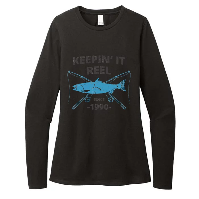 Keepin It Reel Since 1990 Fishing Gift 30th Birthday Womens CVC Long Sleeve Shirt