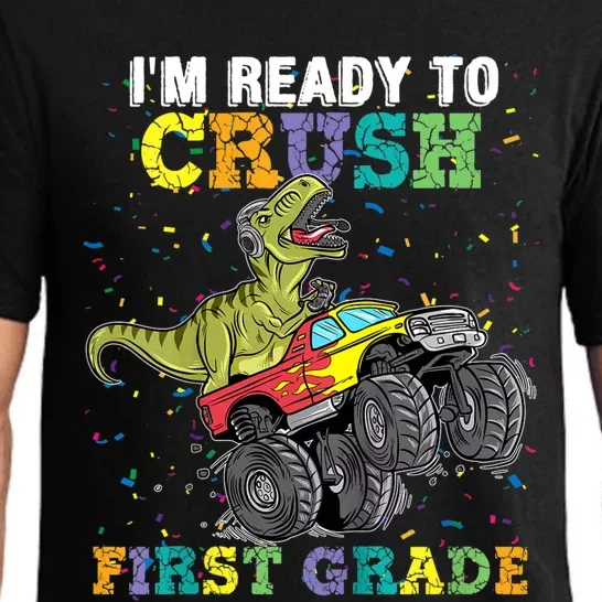 Kids I'm Ready To Crush First Grade Monster Truck Dinosaur Boys Back To School Pajama Set