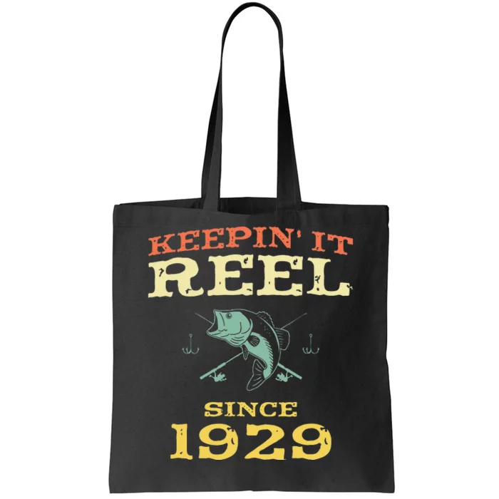 Keepin It Reel Since 1929 90 Years Old 90th Birthday Fishing Tote Bag