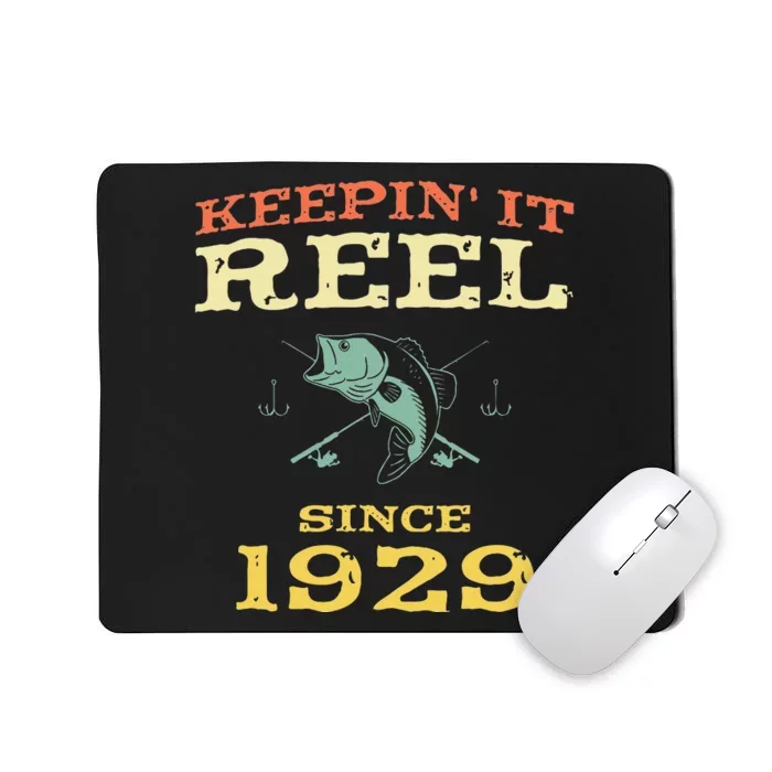 Keepin It Reel Since 1929 90 Years Old 90th Birthday Fishing Mousepad