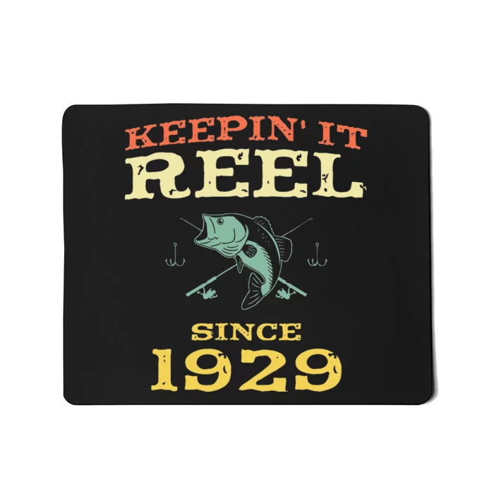 Keepin It Reel Since 1929 90 Years Old 90th Birthday Fishing Mousepad