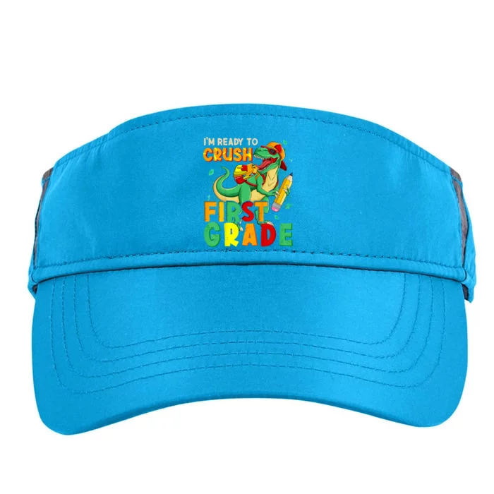 Kids Im Ready To Crush First Grade Back To School Dinosaur Adult Drive Performance Visor