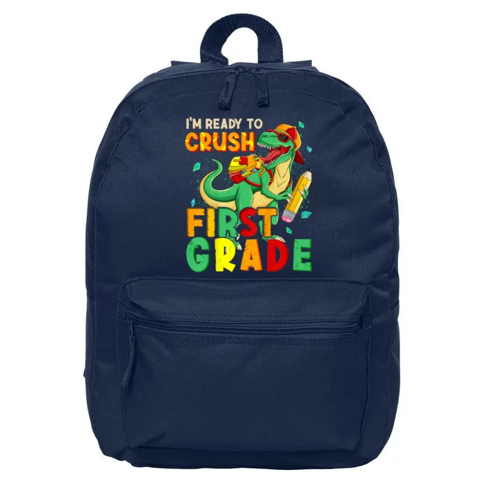 Kids Im Ready To Crush First Grade Back To School Dinosaur 16 in Basic Backpack