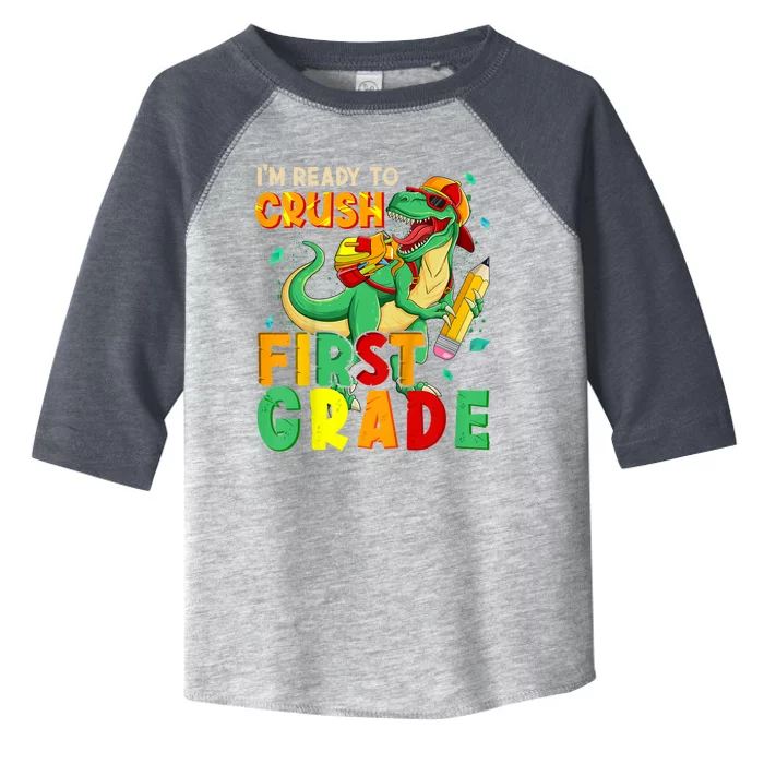 Kids Im Ready To Crush First Grade Back To School Dinosaur Toddler Fine Jersey T-Shirt