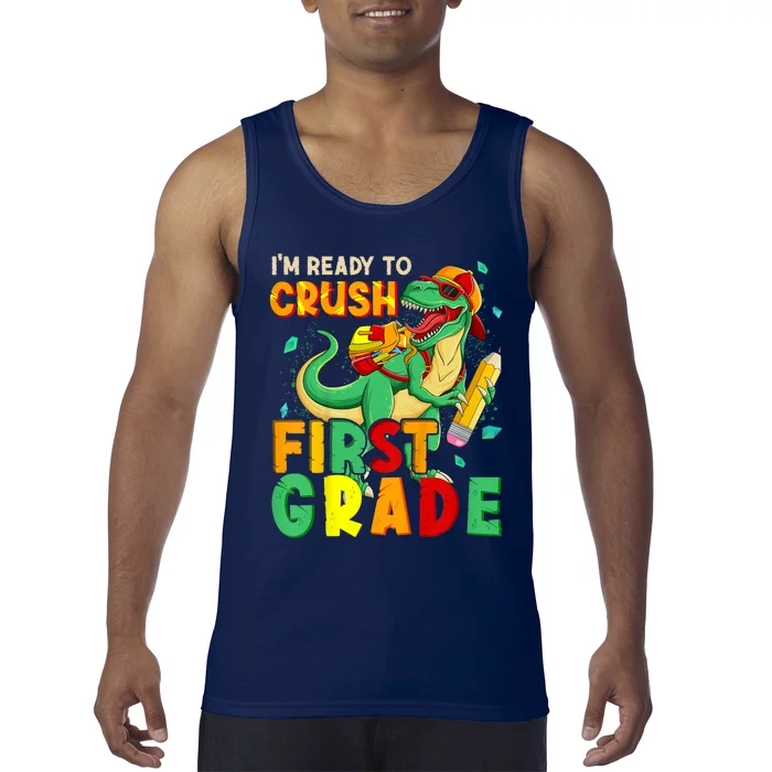 Kids Im Ready To Crush First Grade Back To School Dinosaur Tank Top