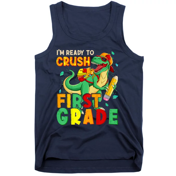 Kids Im Ready To Crush First Grade Back To School Dinosaur Tank Top