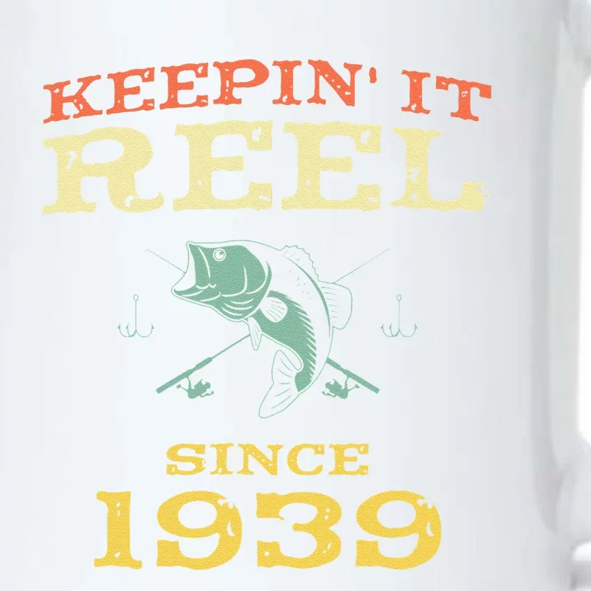 Keepin It Reel Since 1939 80 Years Old 80th Birthday Fishing Black Color Changing Mug