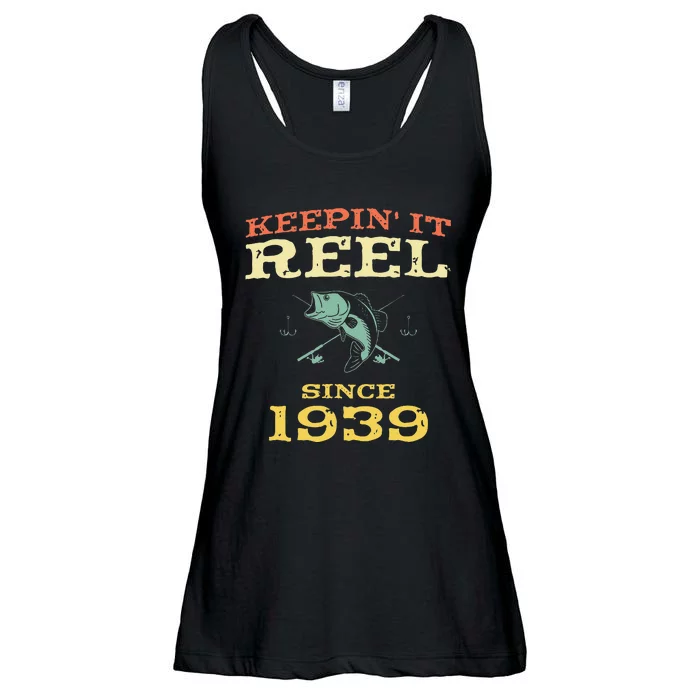 Keepin It Reel Since 1939 80 Years Old 80th Birthday Fishing Ladies Essential Flowy Tank