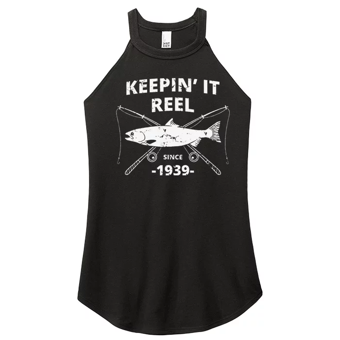 Keepin It Reel Since 1939 80th Birthday Fishing Gift Women’s Perfect Tri Rocker Tank