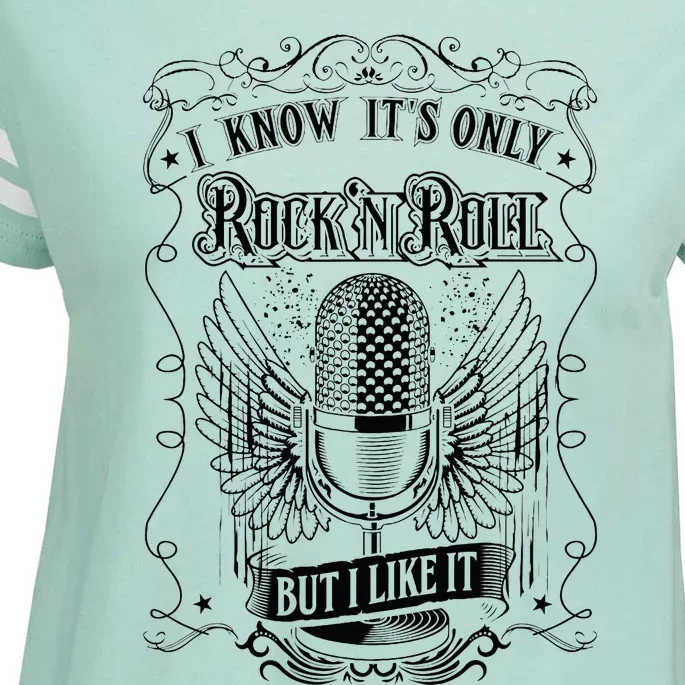 Know ItS Rock And Roll But I Like It Retro Microphone Enza Ladies Jersey Football T-Shirt