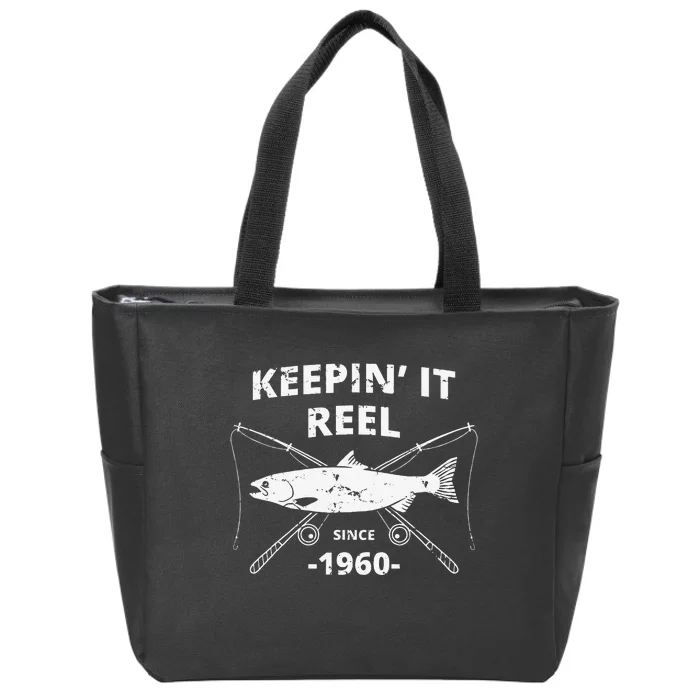 Keepin It Reel Since 1960 Fishing Gift 60th Birthday Zip Tote Bag