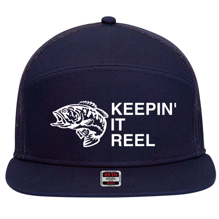 Keeping It Reel Shirts Funny Fishing Sayings 7 Panel Mesh Trucker Snapback Hat