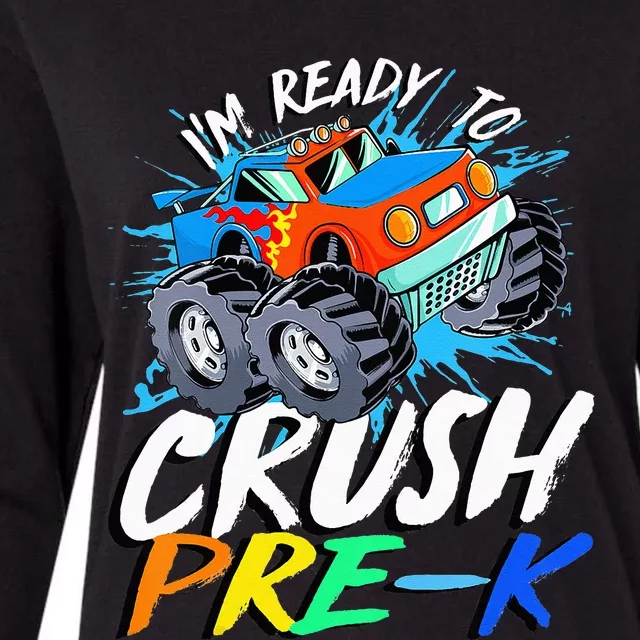 Kids Im Ready To Crush Pre K Monster Truck Prek Back To School Womens Cotton Relaxed Long Sleeve T-Shirt